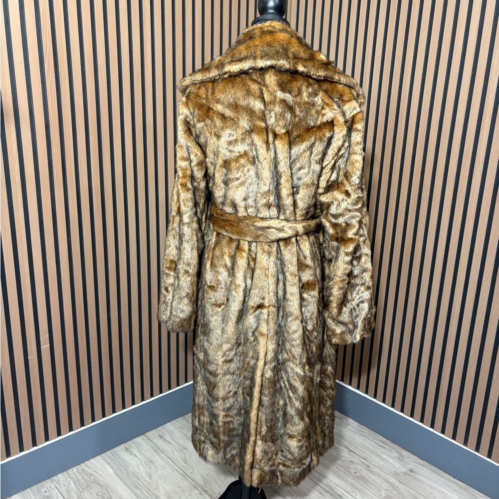 Avec Les Filles Brown Faux Fur Trench Coat - Picture 2 of 7
